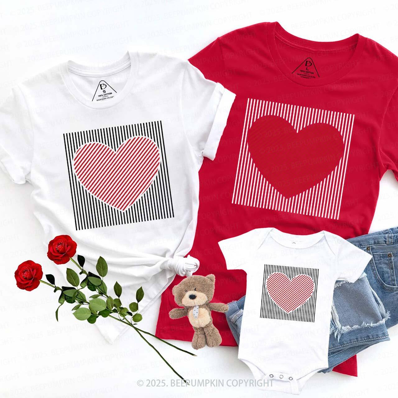 Heart-shaped Lines Valentine's Day Family Shirt
