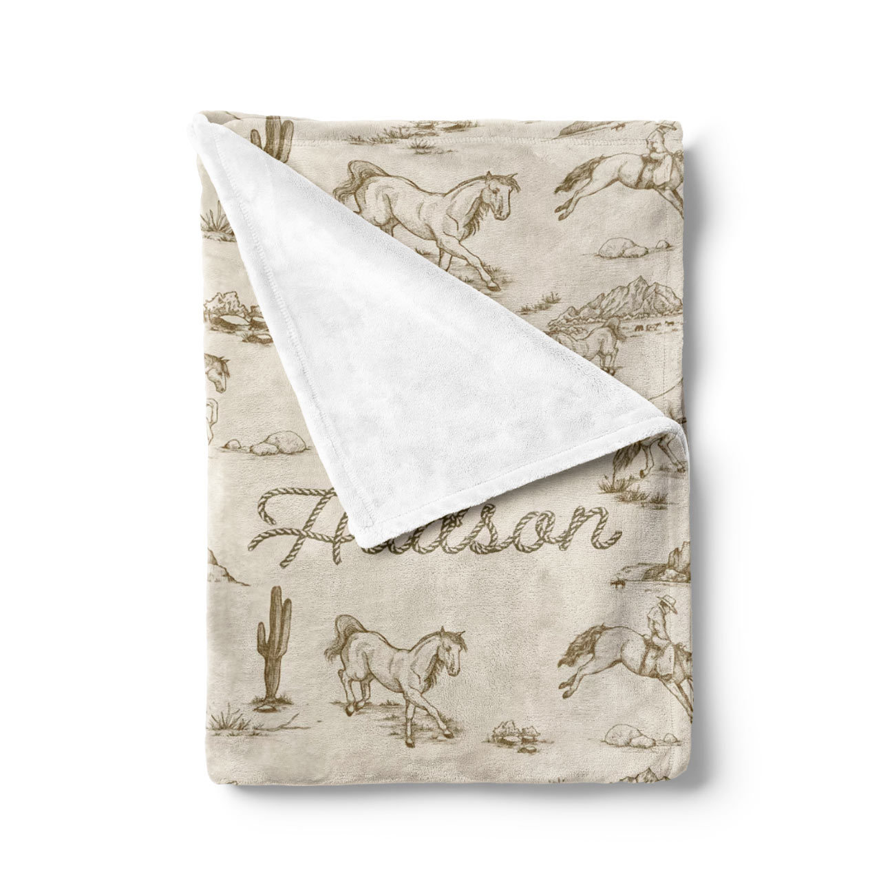 Personalized Western Cowboy Name Fleece Blanket