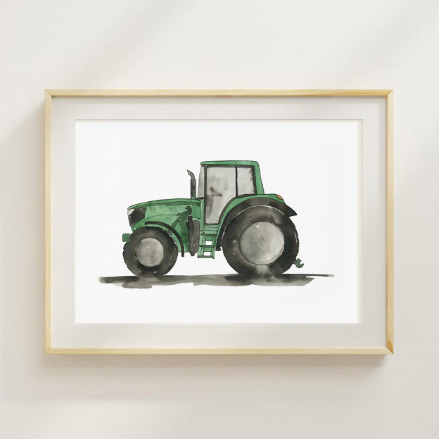 Set Of 6 Construction Vehicle Digital Nursery Wall Art