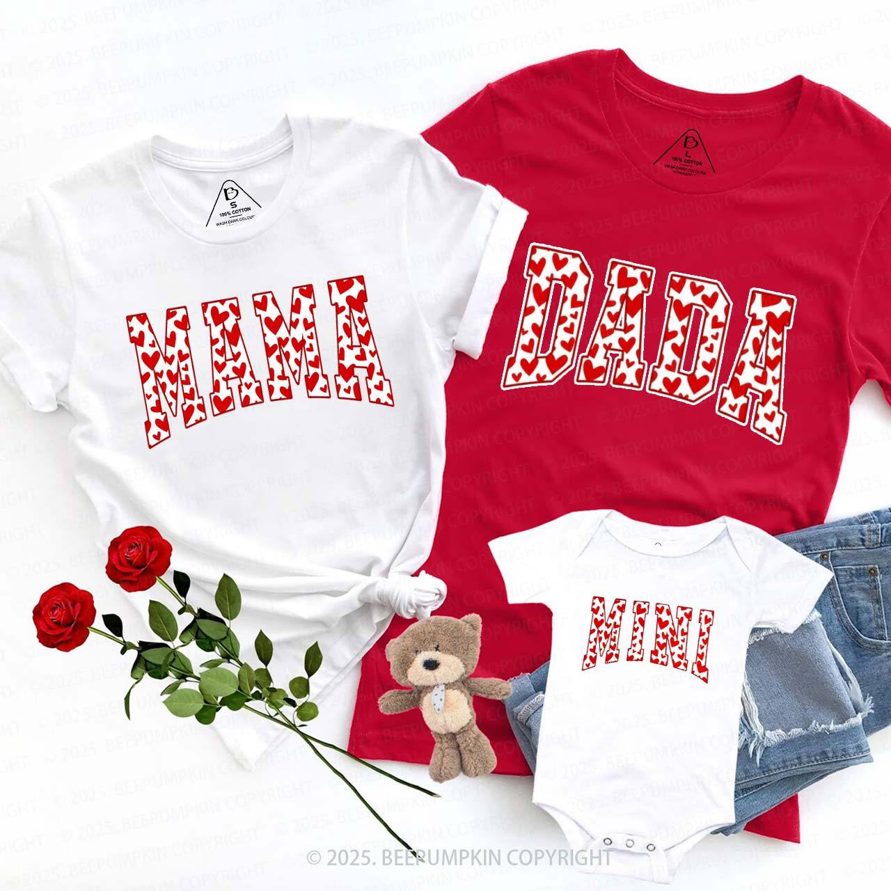 Personalized Heart-shaped Leopard Print Valentine's Day Family Shirt