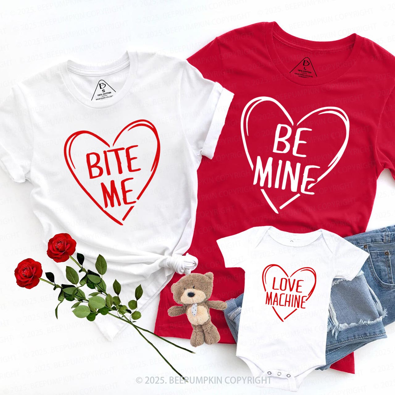 Personalized Playful Love Hearts Valentine's Day Family Shirt