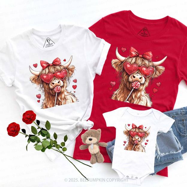 Highland Cow Valentine's Day Family Shirt