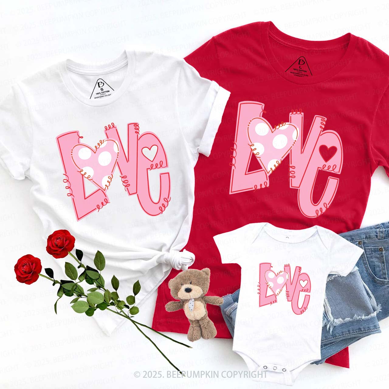 Heart Love Valentine's Day Family Shirt