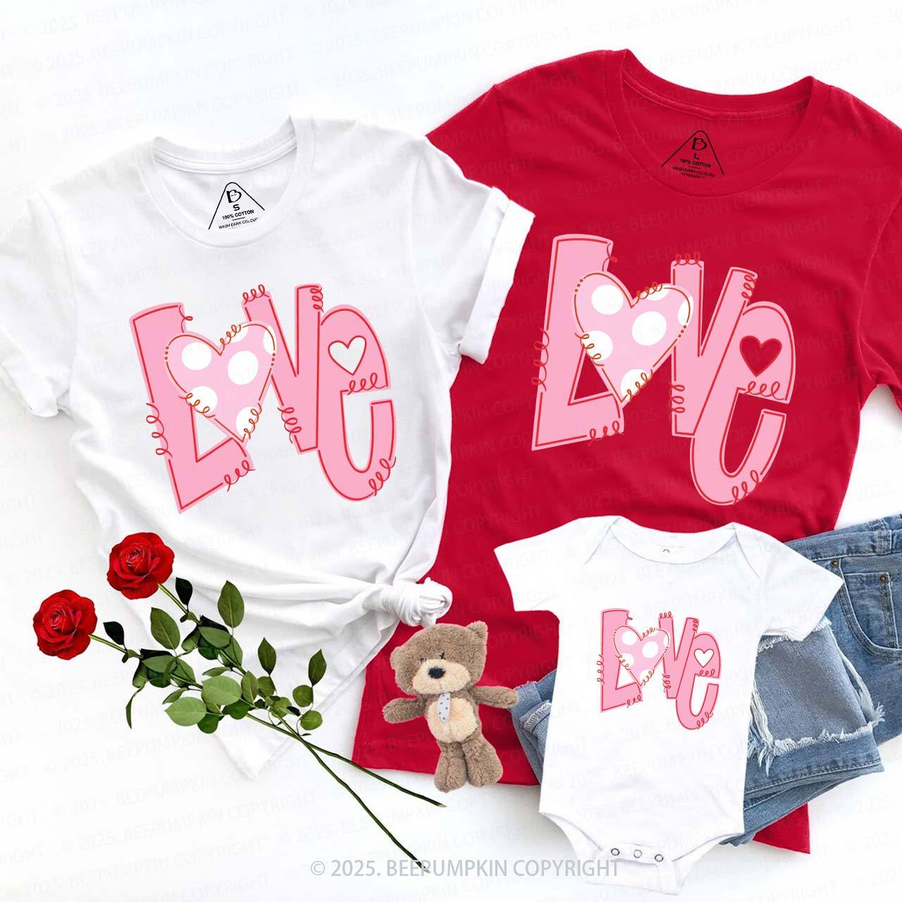 Heart Love Valentine's Day Family Shirt