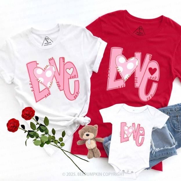 Heart Love Valentine's Day Family Shirt