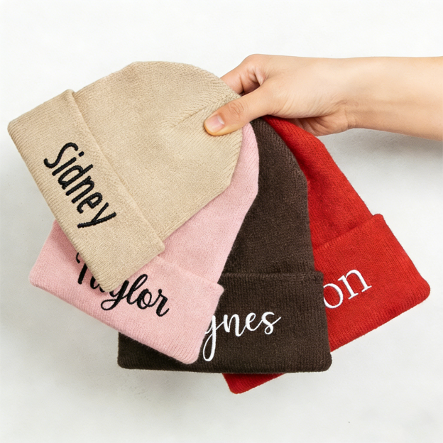 Embroidered Name Beanie Hat