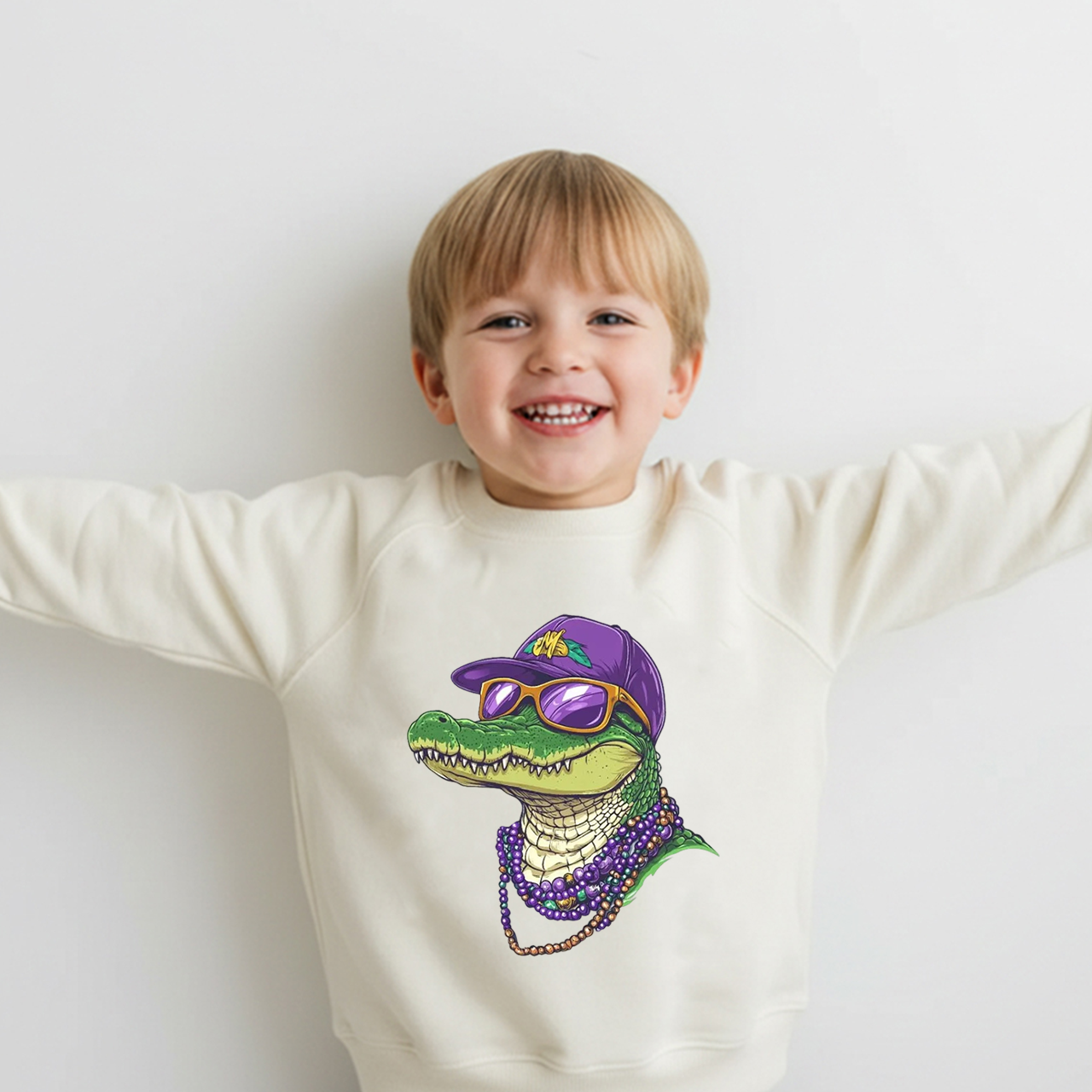 Alligator Mardi Gras Kid's Sweatshirt