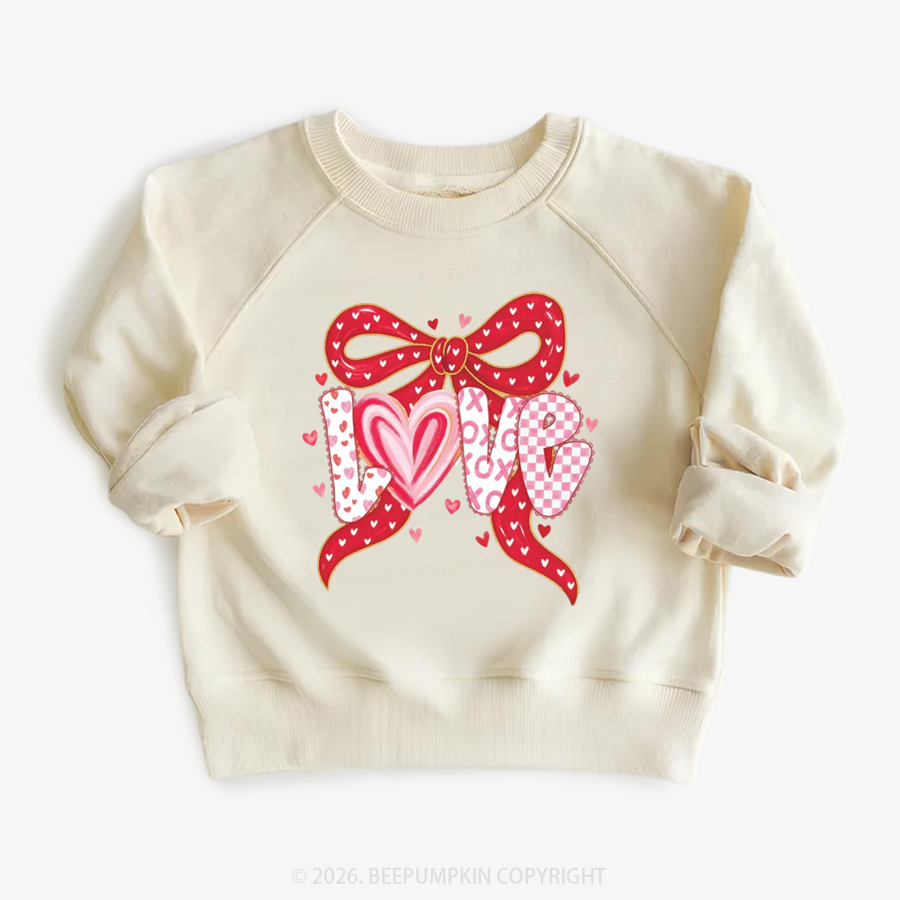 Coquette Bow Love Valentine's Day Kid's Sweatshirt