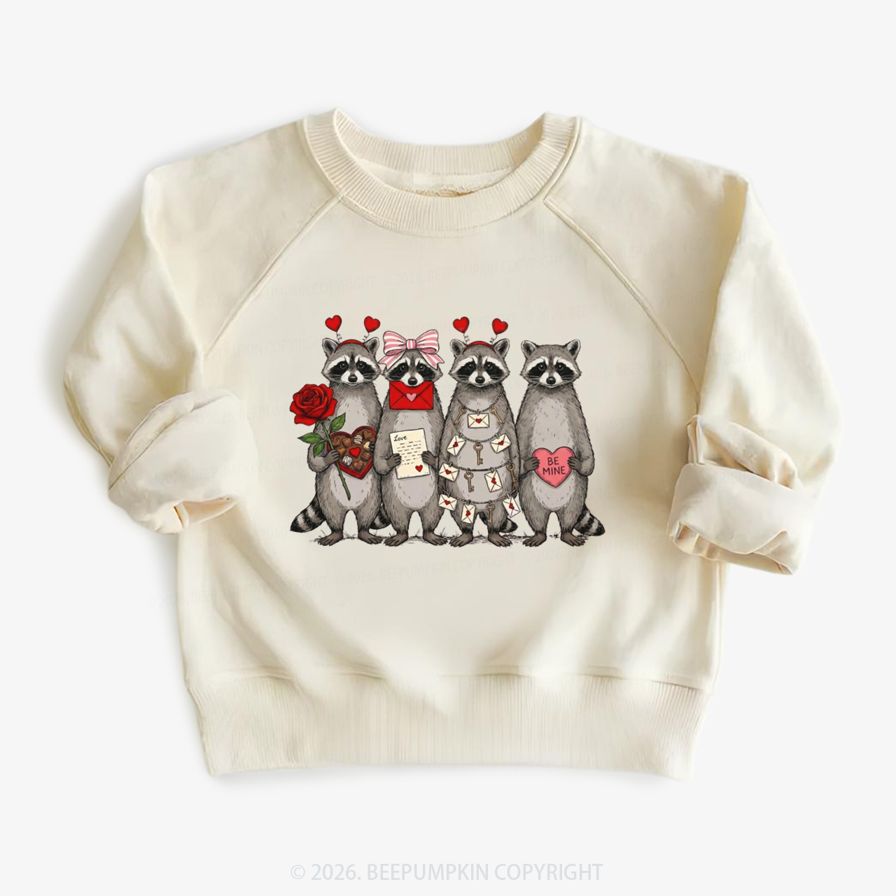 Feral Raccoon Valentine's Day Kid's Sweatshirt