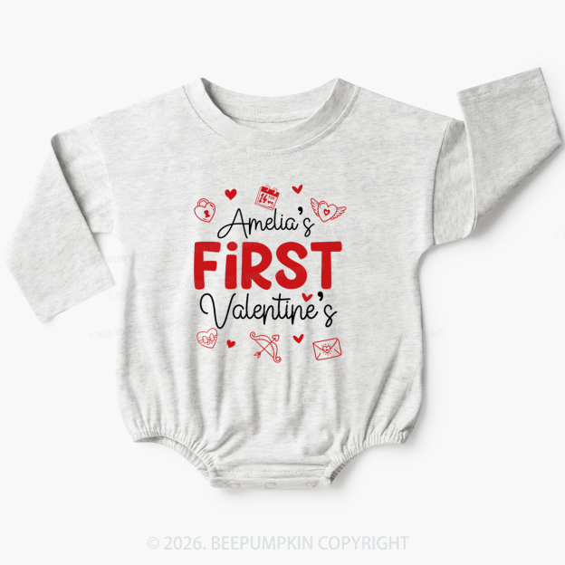 Personalized Baby First Valentine's Day Baby Bubble Romper Beepumpkin
