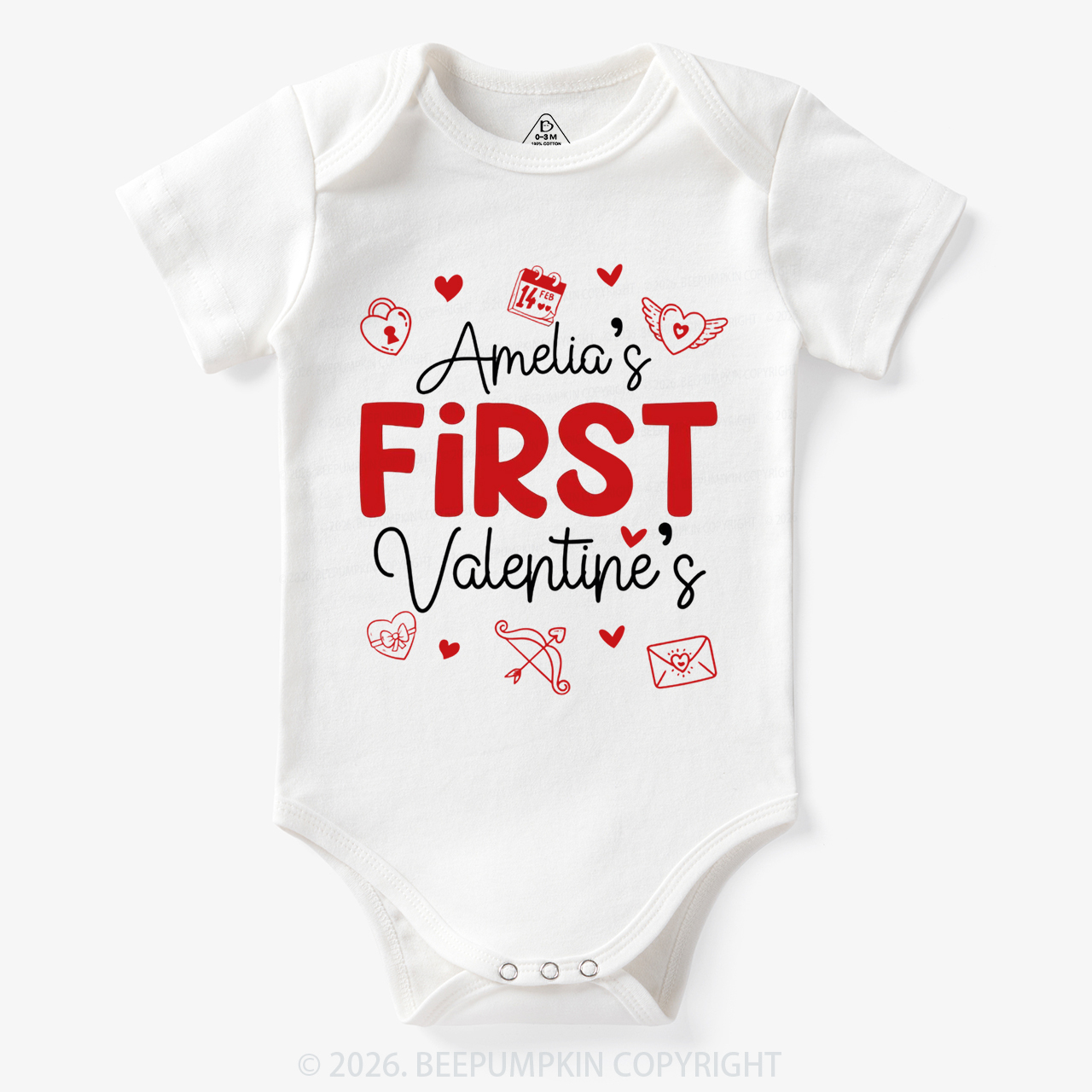 Personalized Baby First Valentine's Day Bodysuit