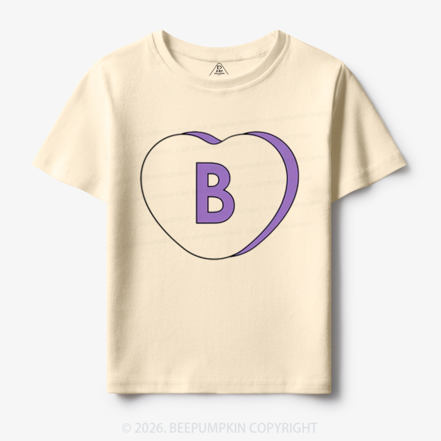 Personalized Candy Heart Initial Valentine's Day Toddler&Kid's Tees Beepumpkin