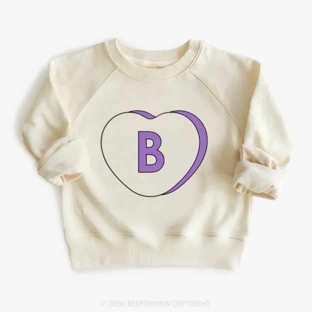 Personalized Candy Heart Initial Valentine's Day Kid's Sweatshirt