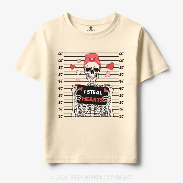 I Steal Hearts Skeleton Valentine's Day Toddler&Kid's Tees Beepumpkin