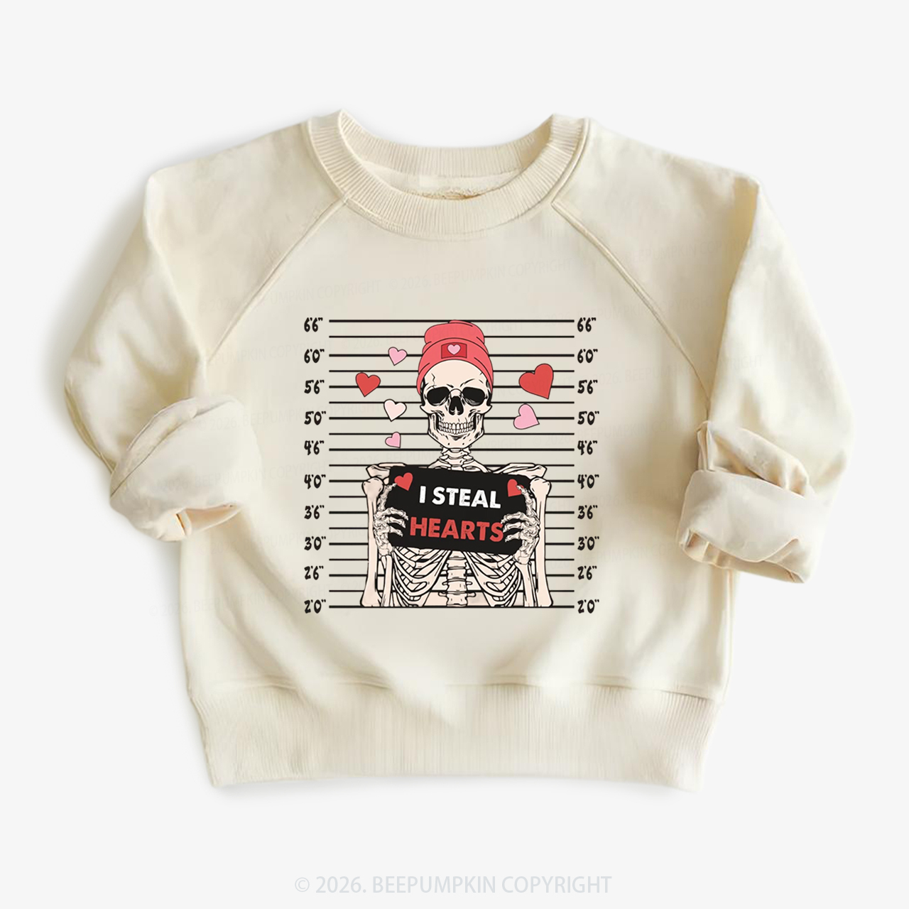 I Steal Hearts Skeleton Valentine's Day Kid's Sweatshirt