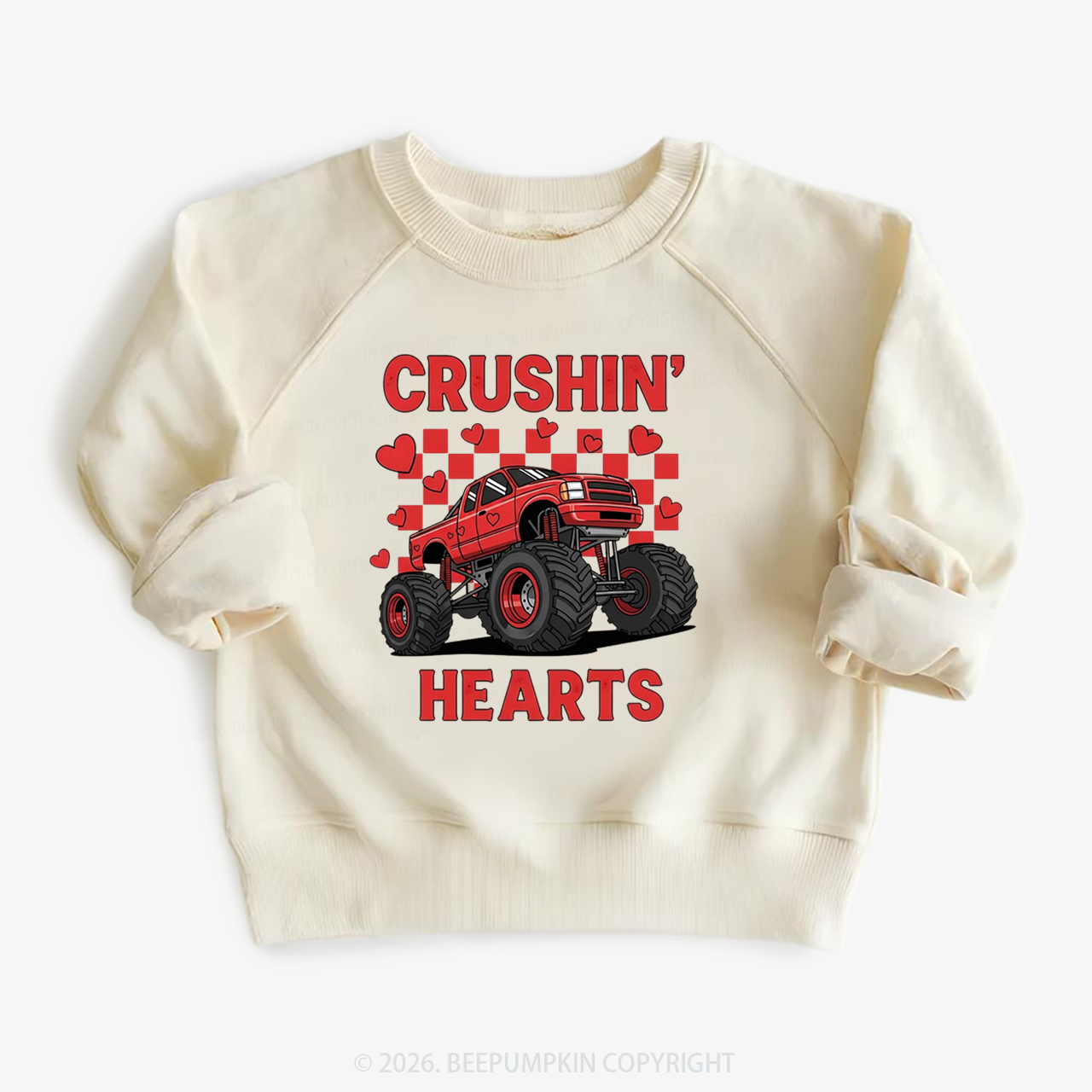 Crushin' Hearts Truck Valentine's Day Kid's Sweatshirt