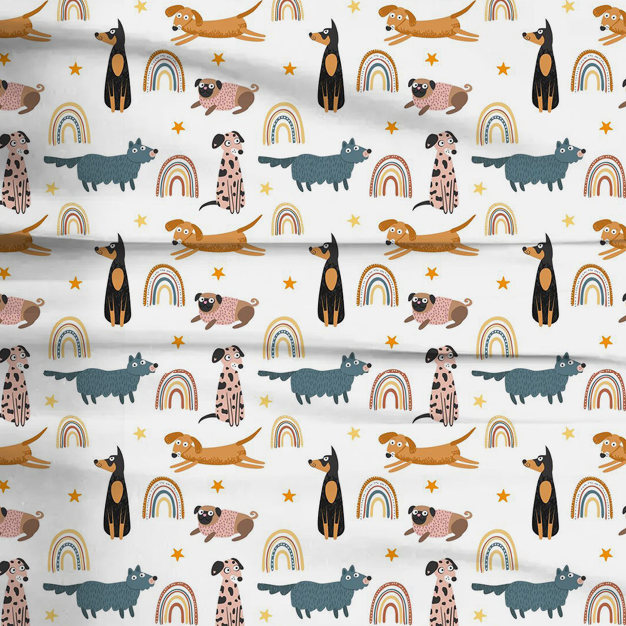 Rainbow Lovely Dog Two-Piece Pajama Set For Kids