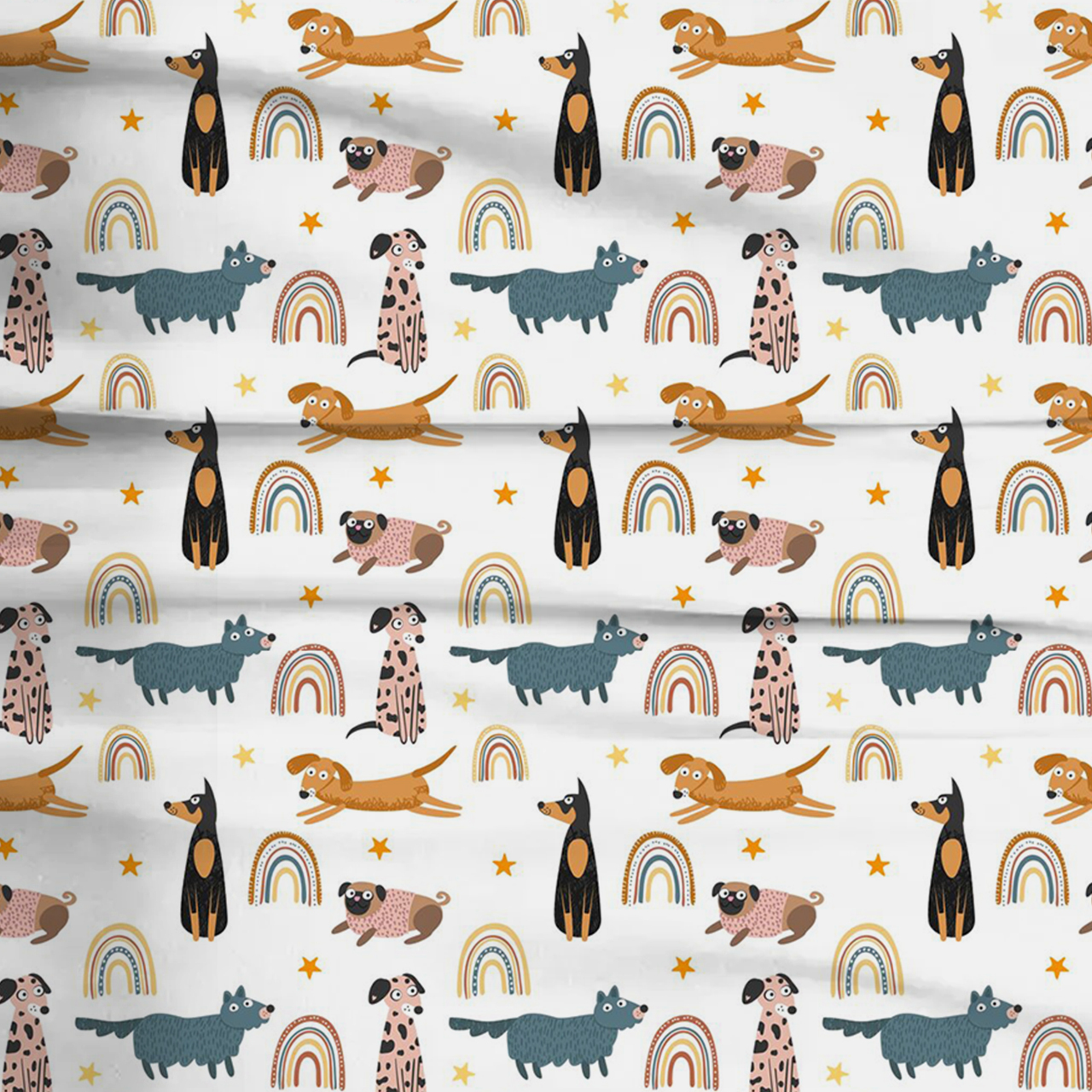 Rainbow Lovely Dog Two-Piece Pajama Set For Kids