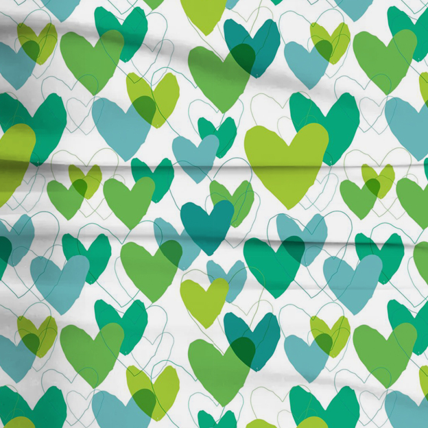 Sweet Green Hearts Two-Piece Pajama Set For Kids