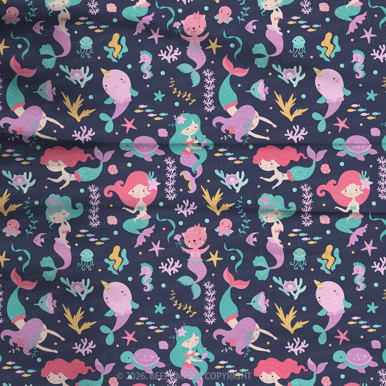 Magical Sea Mermaid Two-Piece Pajama Short Sets For Toddler&Kids