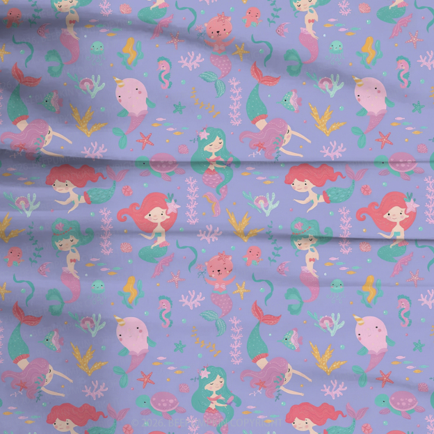 Mermaid Dreamland Two-Piece Pajama Short Sets For Toddler&Kids