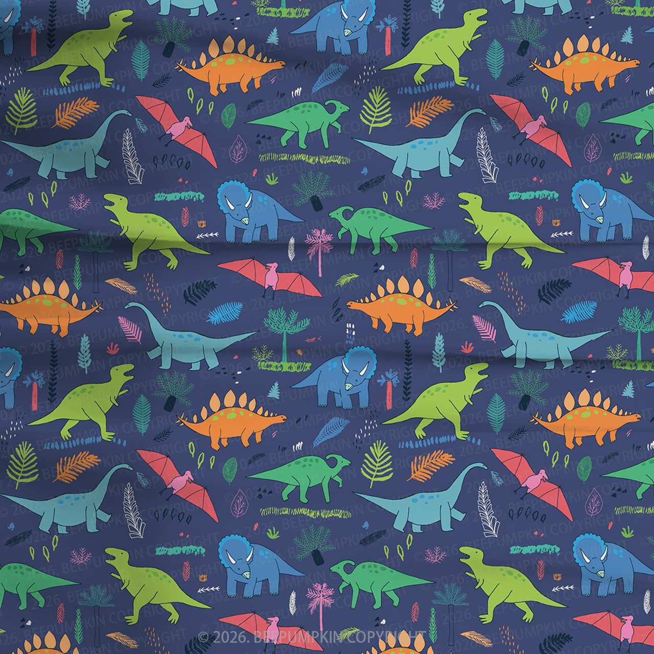 Colorful Dinosaur Dreams Two-Piece Pajama Short Sets For Toddler&Kids