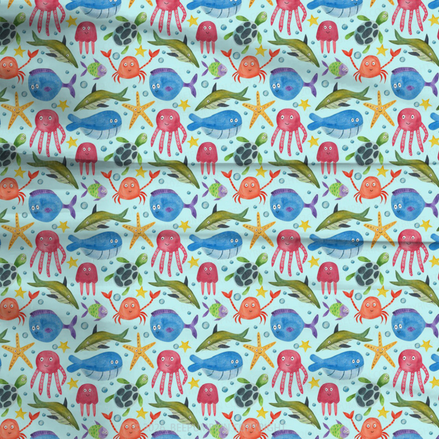 Ocean Friends Two-Piece Pajama Short Sets For Toddler&Kids