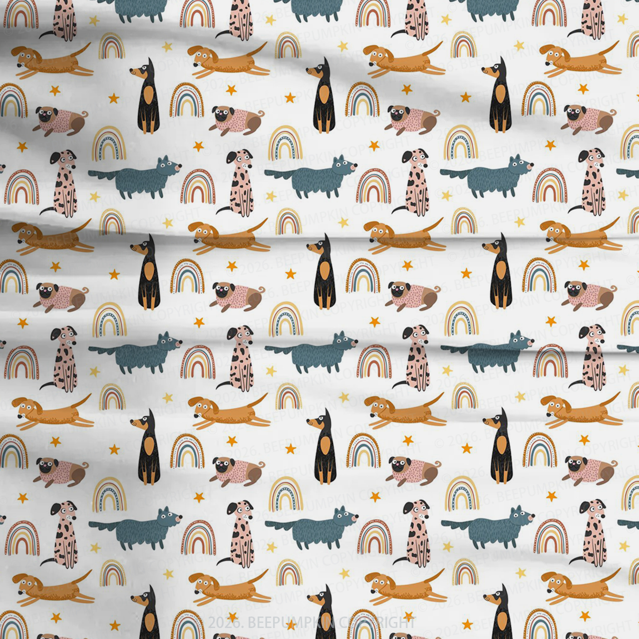 Rainbow Lovely Dog Two-Piece Pajama Short Sets For Toddler&Kids