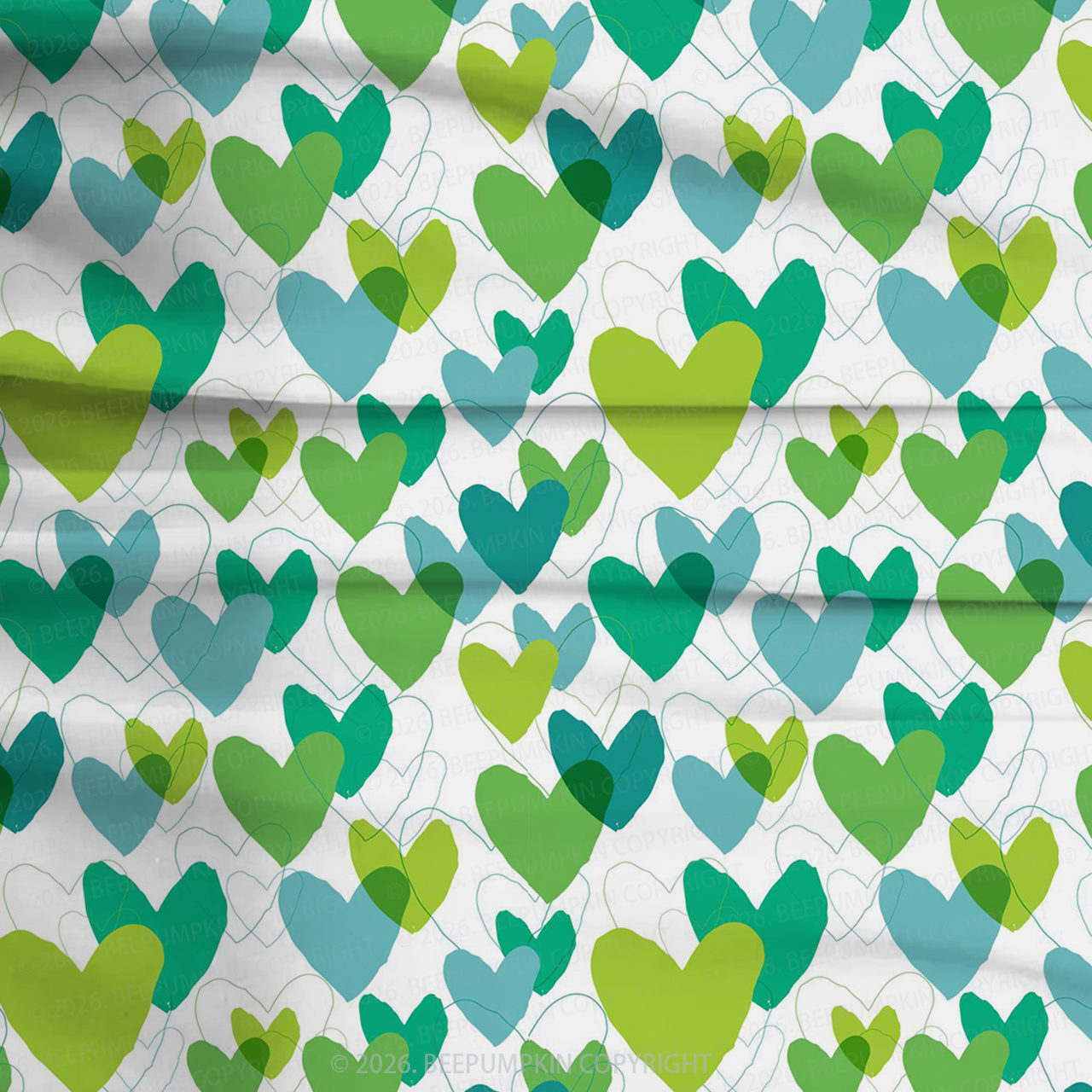 Sweet Green Hearts Two-Piece Pajama Short Sets For Toddler&Kids