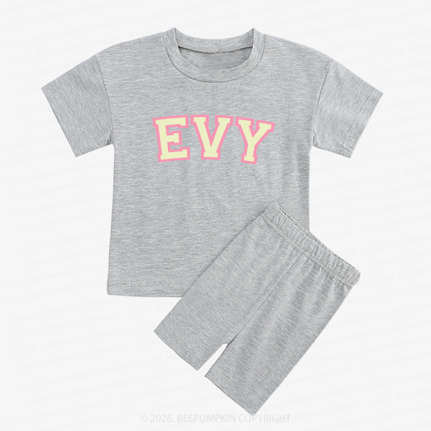 Personalized Name Kids Biker Shorts&Tee