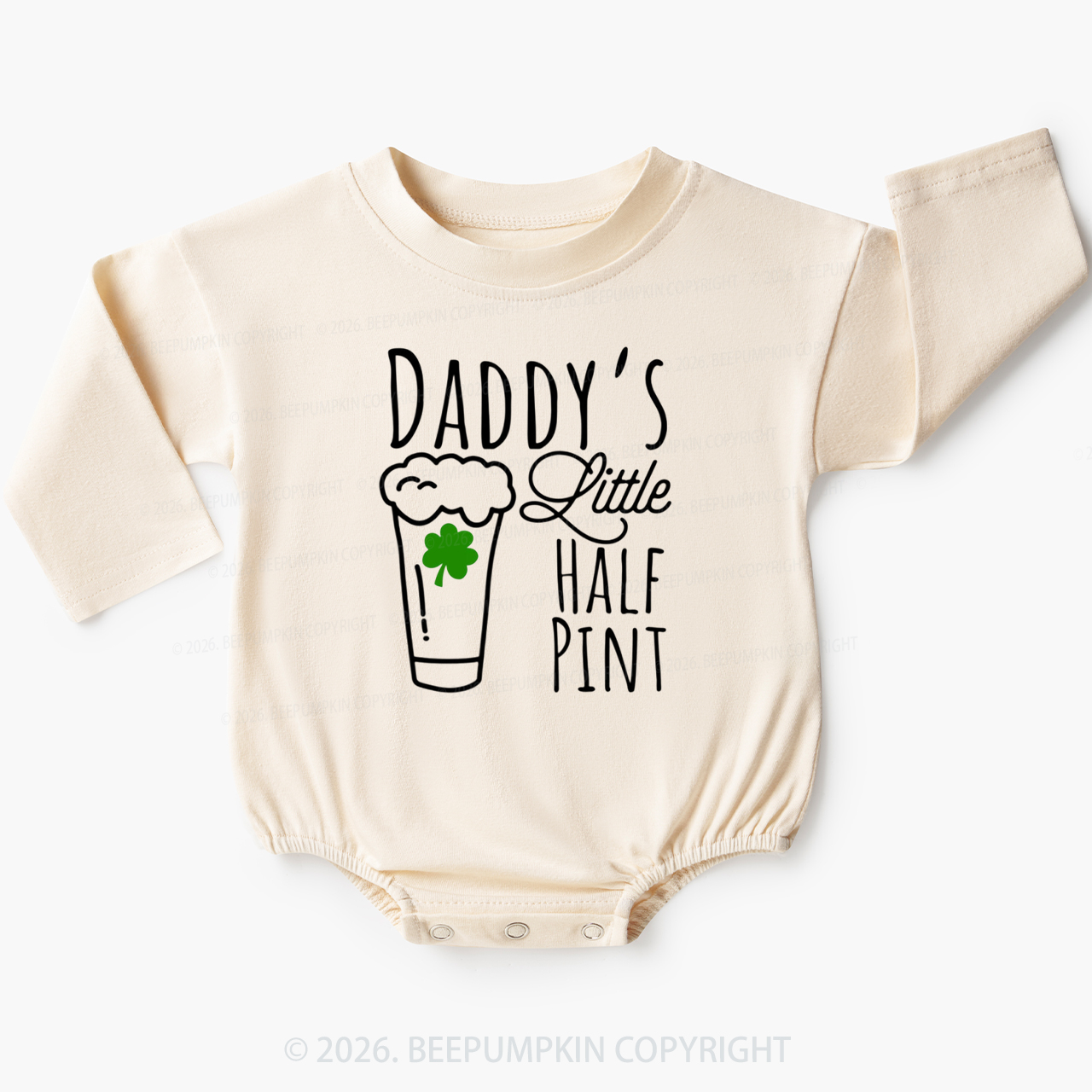 Daddy's Little Half Pint St. Patrick's Day Baby Bubble Romper Beepumpkin