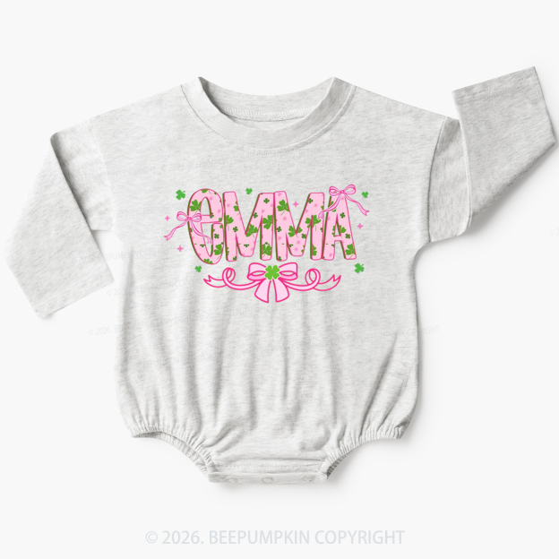 Personalized Name Shamrock St. Patrick’s Day Baby Bubble Romper Beepumpkin