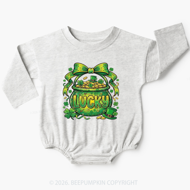 Lucky Shamrock Coquette St. Patrick's Day Baby Bubble Romper Beepumpkin