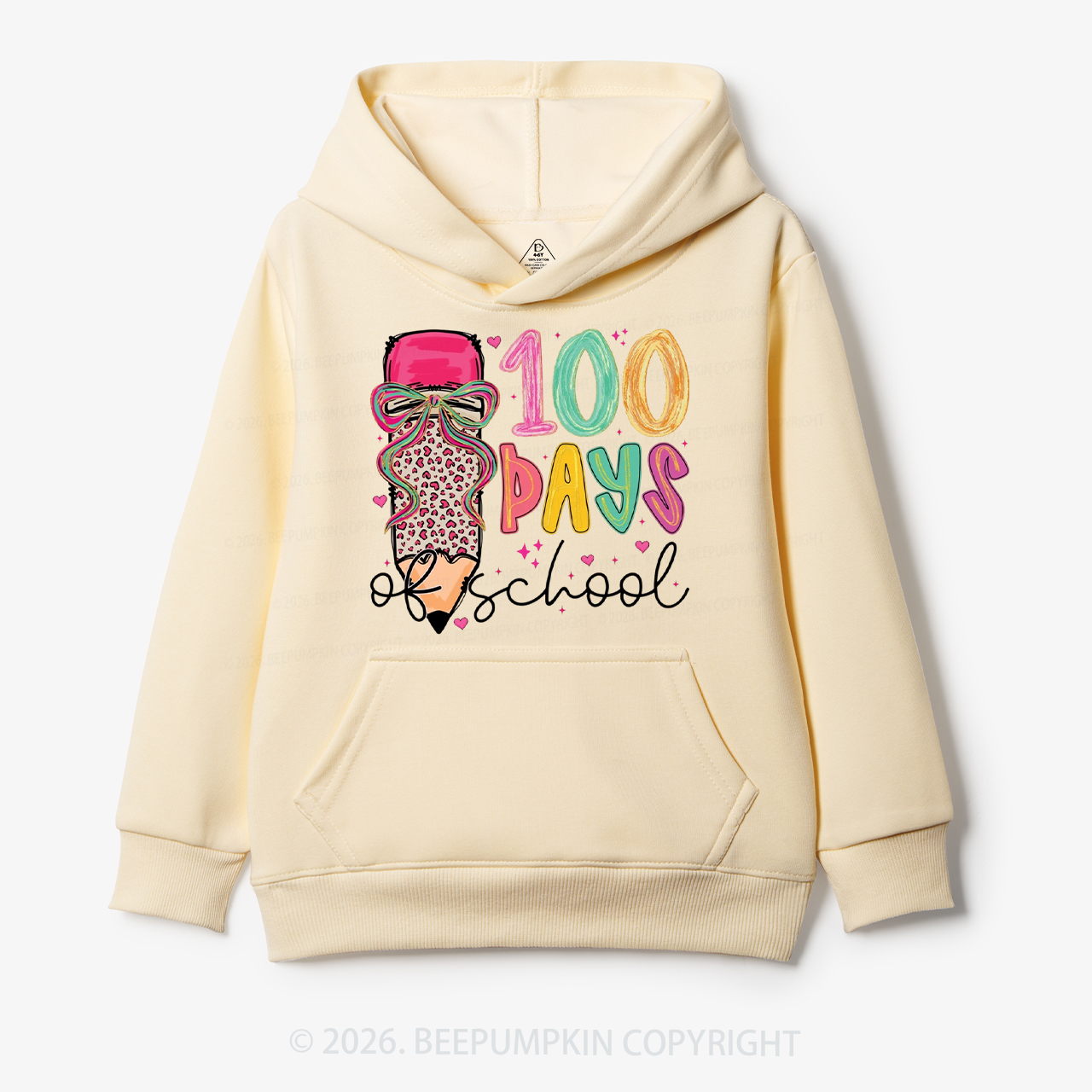 Bow Pencil 100 Days Of  School  Edition Toddler&Kid's Hoodies