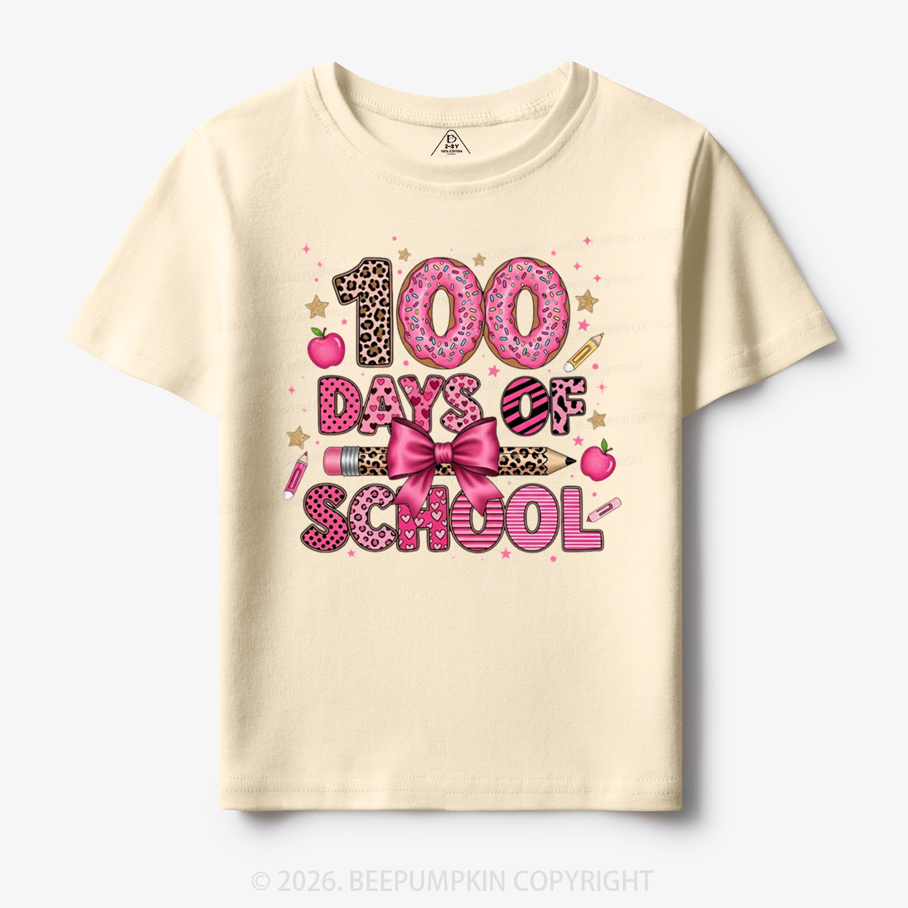 Preppy Pink Bow 100 Days Of School Toddler&Kid's Tees