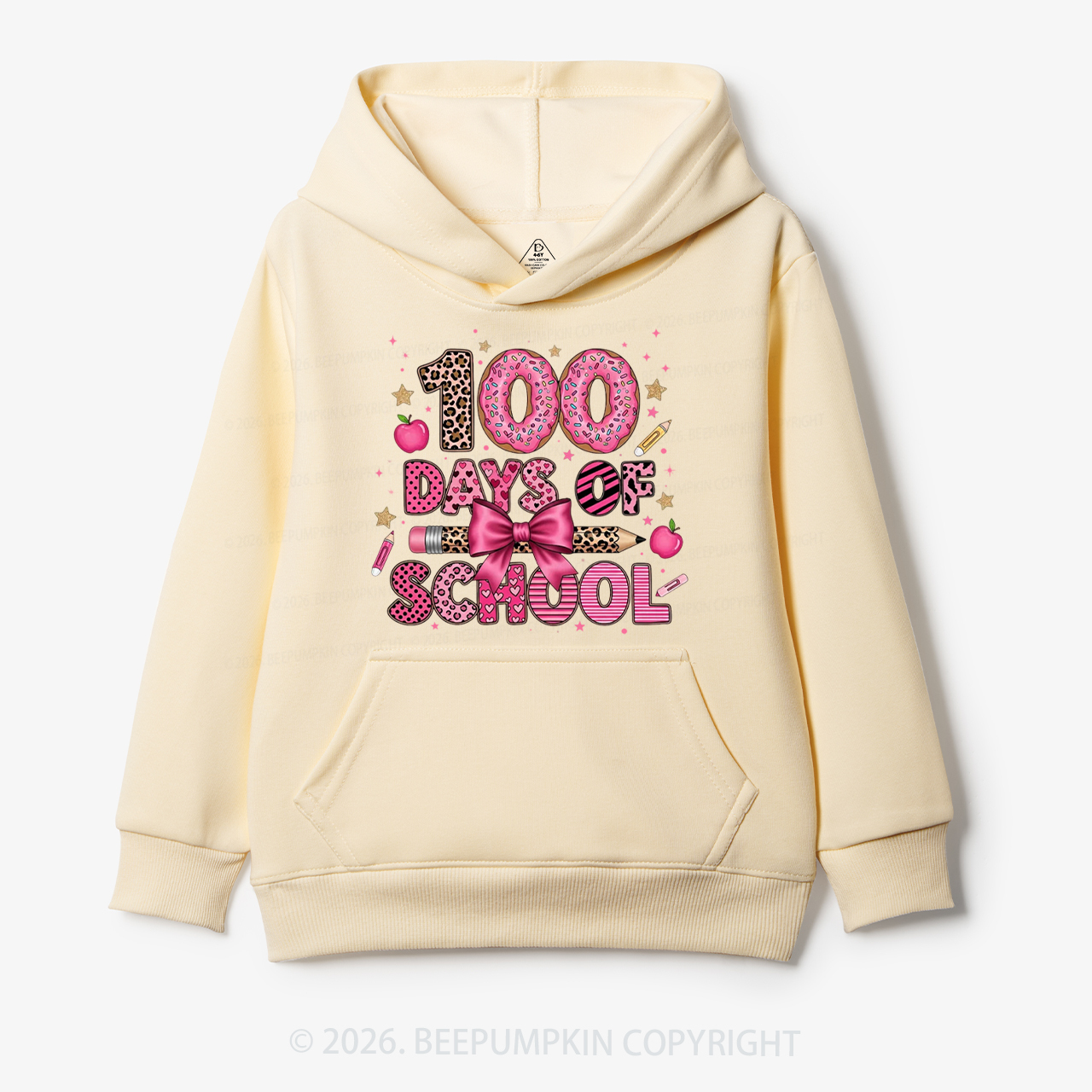 Preppy Pink Bow 100 Days Of School Toddler&Kid's Hoodies