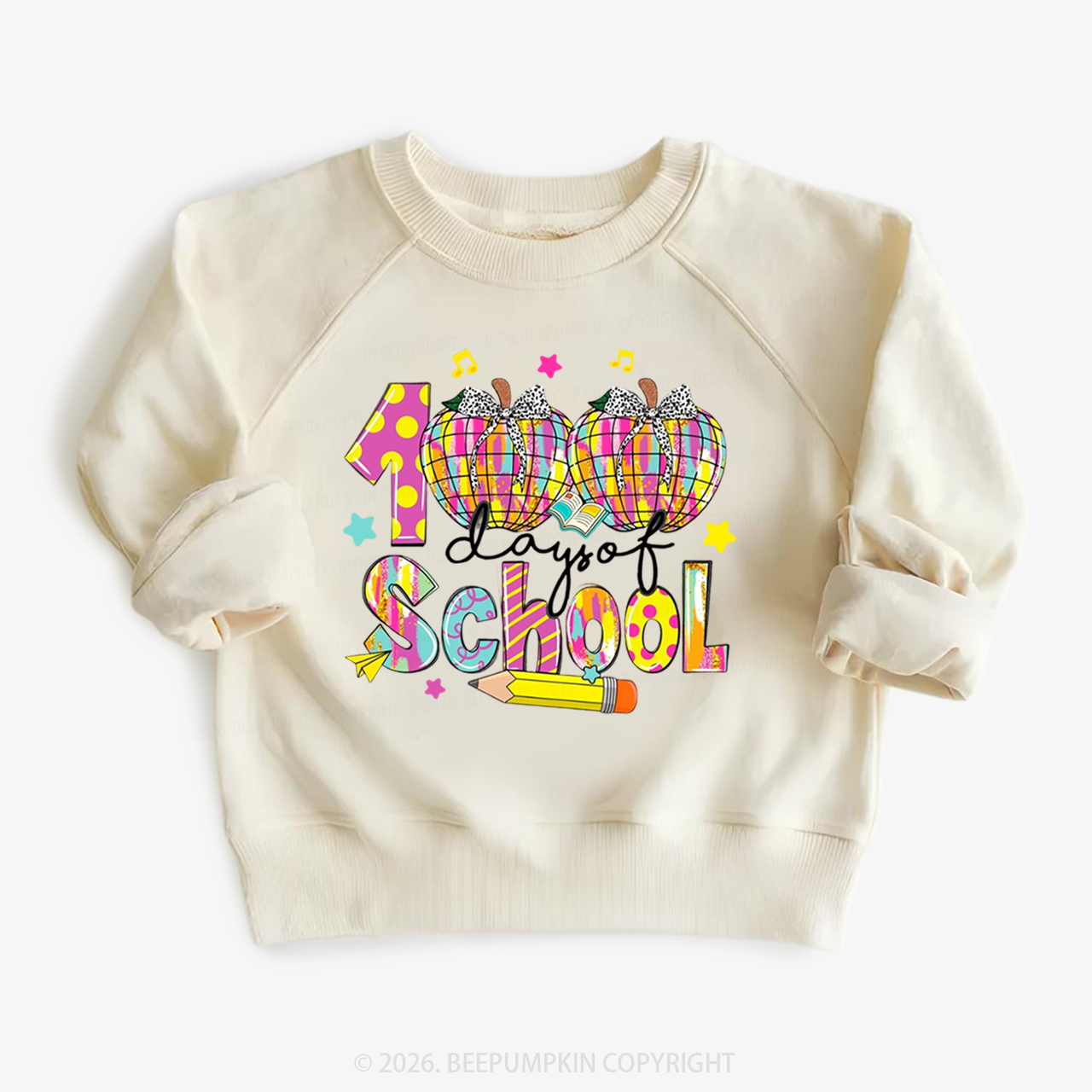 Bow & Plaid 100 Days of School Toddler&Kid's Sweatshirt