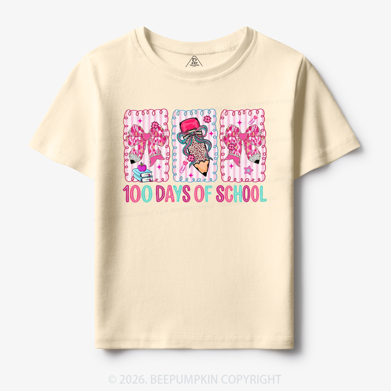 100 Days of School Coquette Bow Pencil Toddler&Kid's Tees
