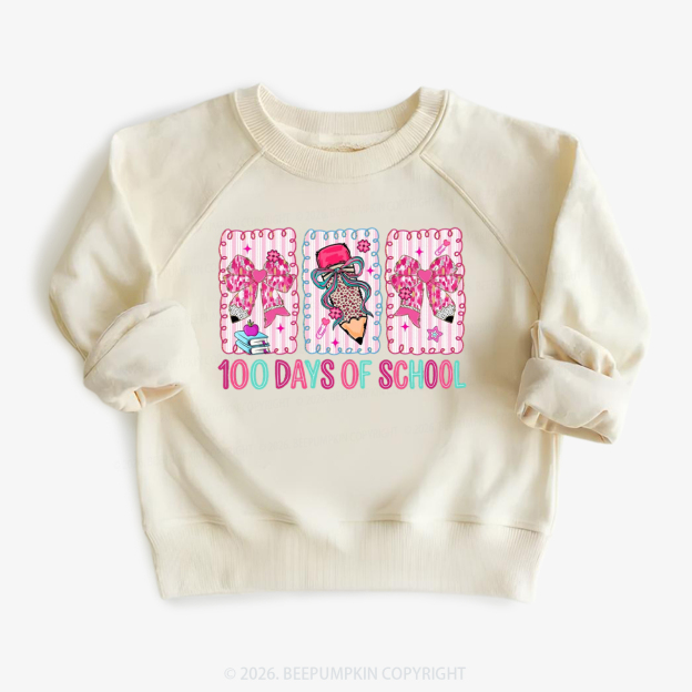100 Days of School Coquette Bow Pencil Toddler&Kid's Sweatshirt