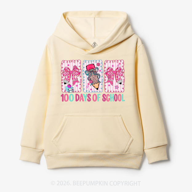 100 Days of School Coquette Bow Pencil Toddler&Kid's Hoodies