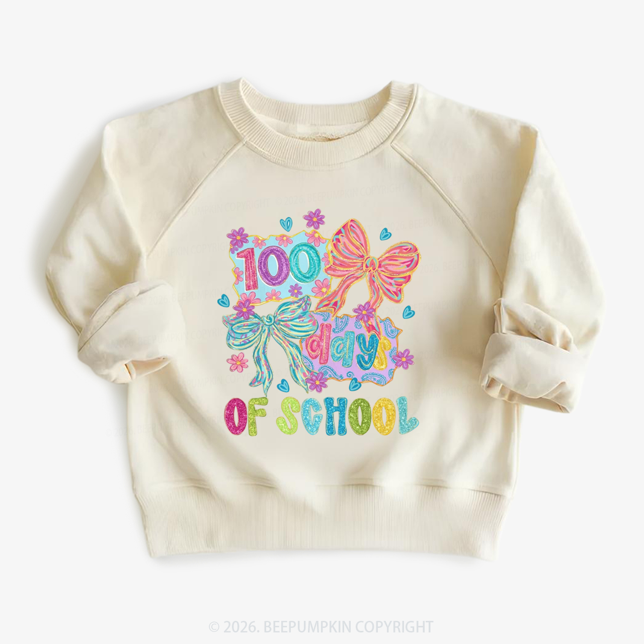 Sparkly Bow 100 Days of School Toddler&Kid's Sweatshirt