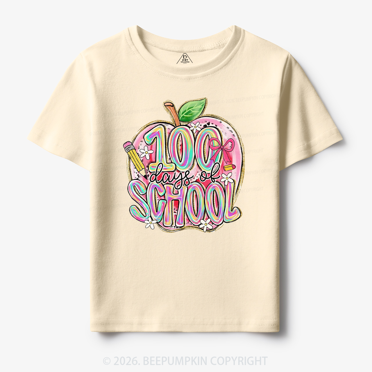 Pink Apple 100 Days of School Toddler&Kid's Tees