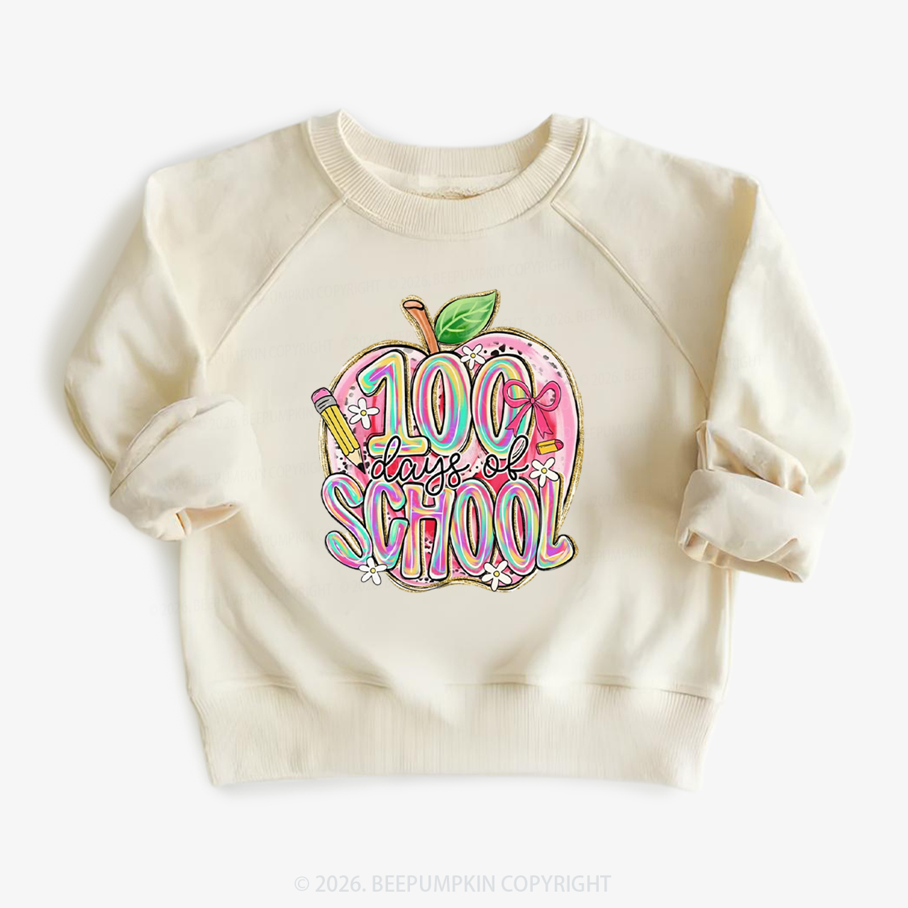 Pink Apple 100 Days of School Toddler&Kid's Sweatshirt