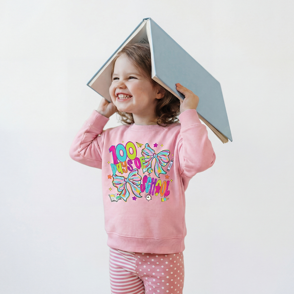 Bow Celebration 100 Days of School Toddler&Kid's Sweatshirt