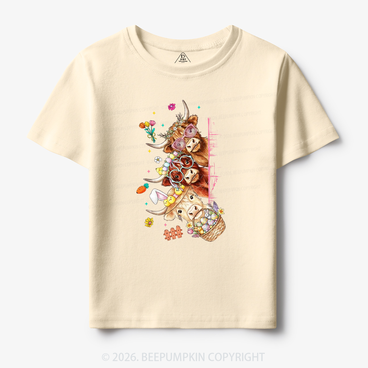 Easter Day Highland Cow&Bunny Toddler&Kid's Tees