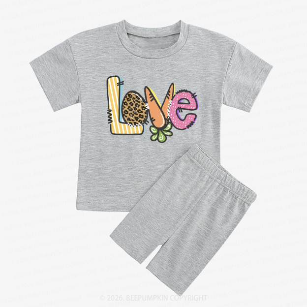 Easter Carrot Love Kids Biker Shorts&Tee