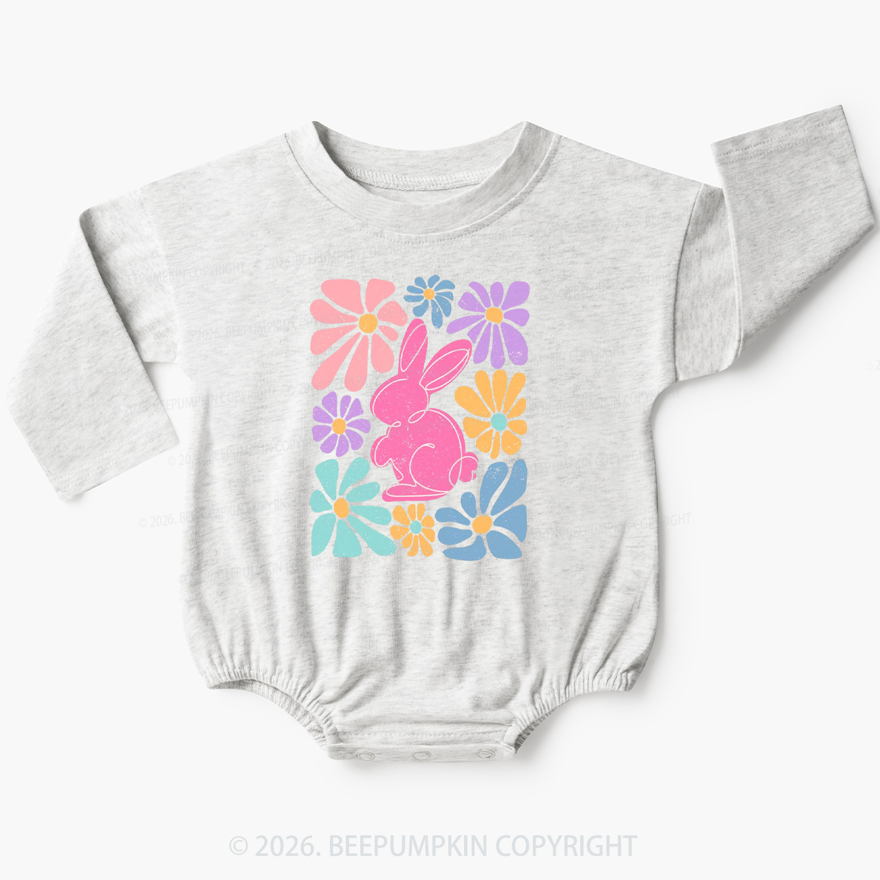 Easter Bunny Floral Baby Bubble Romper