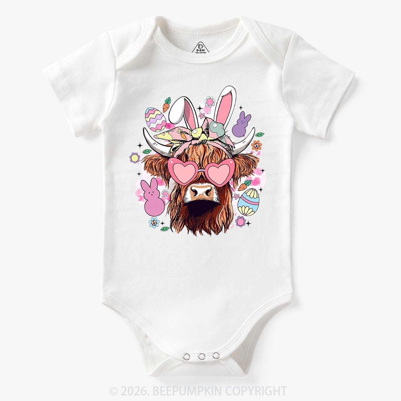 Easter Cute Highland Cow Bodysuit