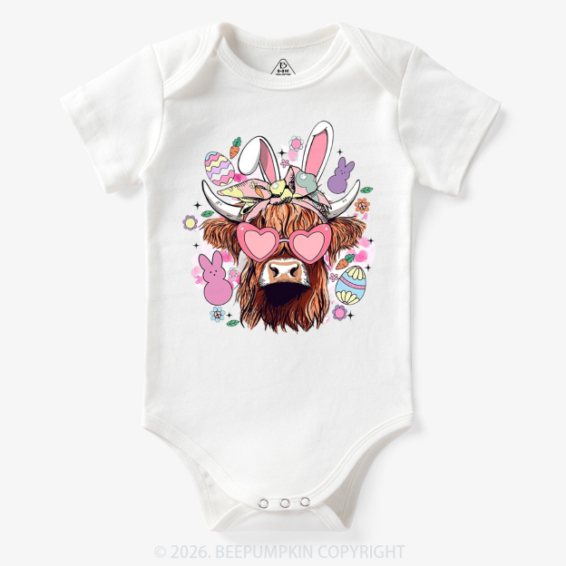 Easter Cute Highland Cow Bodysuit