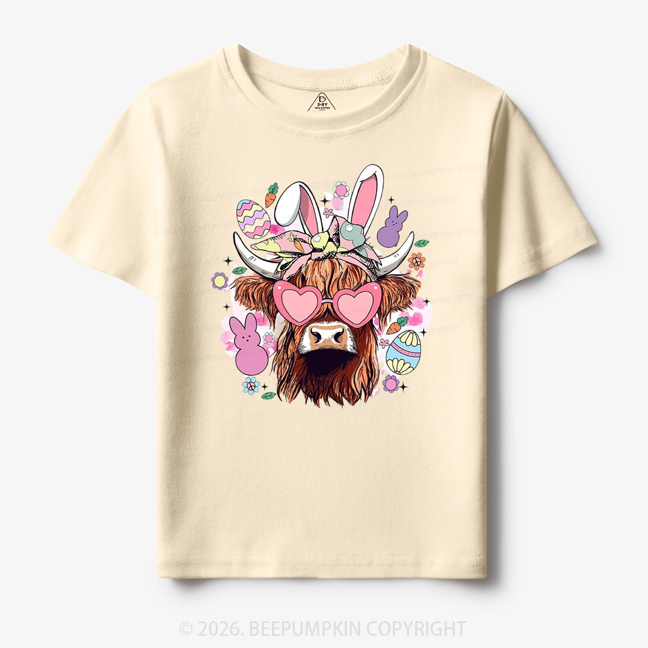Easter Cute Highland Cow Toddler&Kid's Tees